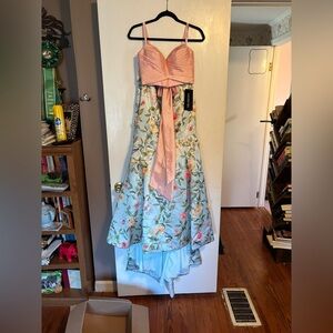 Sherri Hill Two Piece Floral Mermaid Prom Dress